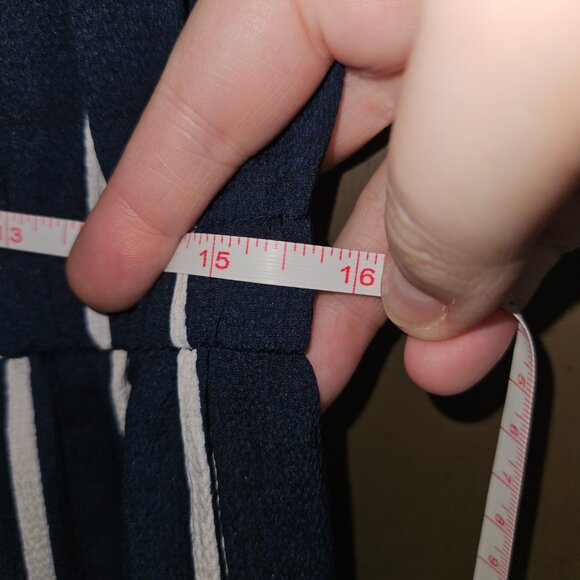 J Gee Navy White Striped Off-the-Shoulder Jumpsuit - Picture 4 of 5